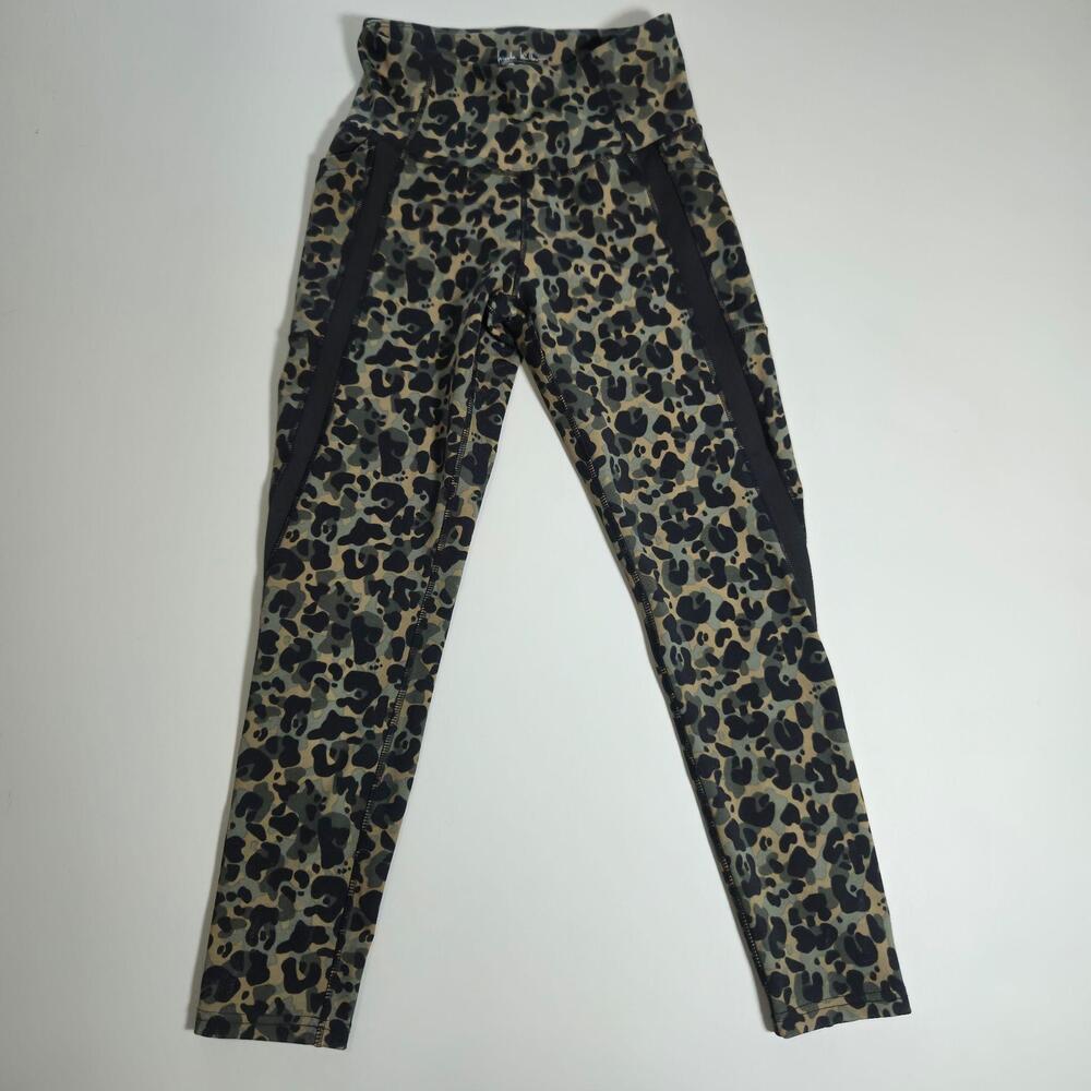 Nicole Miller Leggings Womens Small Brown Animal Print High Rise Ankle Sport